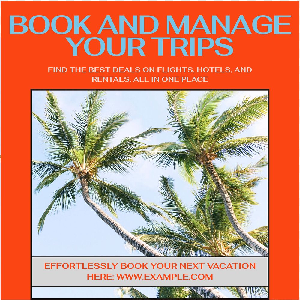 Vacation travel tourism Facebook post template, editable social media ad