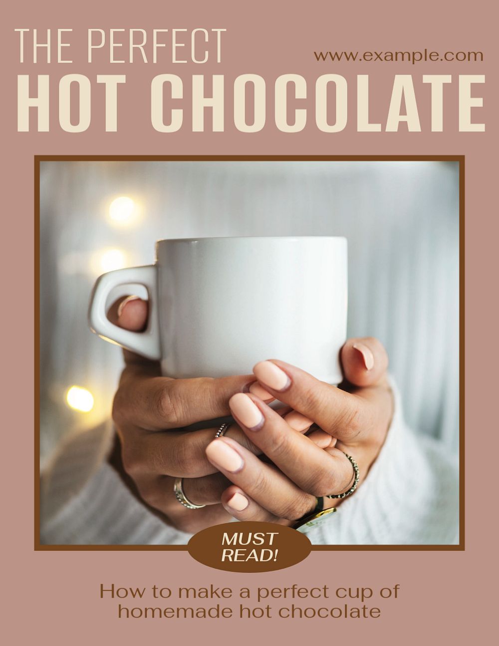 Hot chocolate flyer template, editable ad