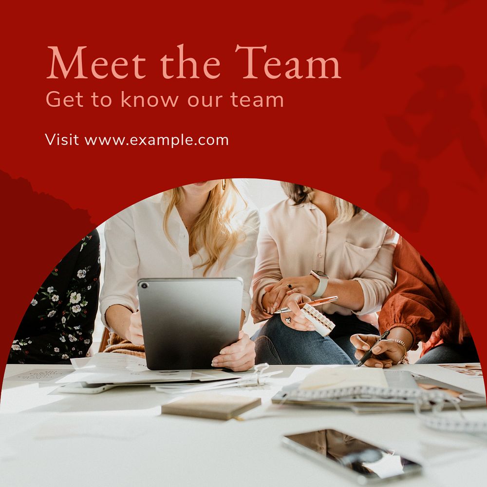 Meet our team Facebook post template, editable social media ad