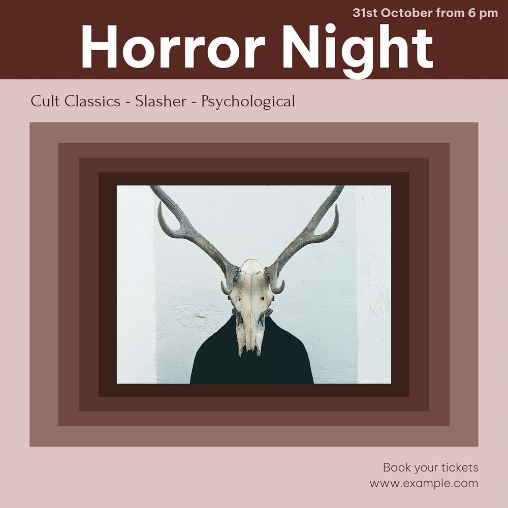 Horror night Facebook post template, editable social media ad