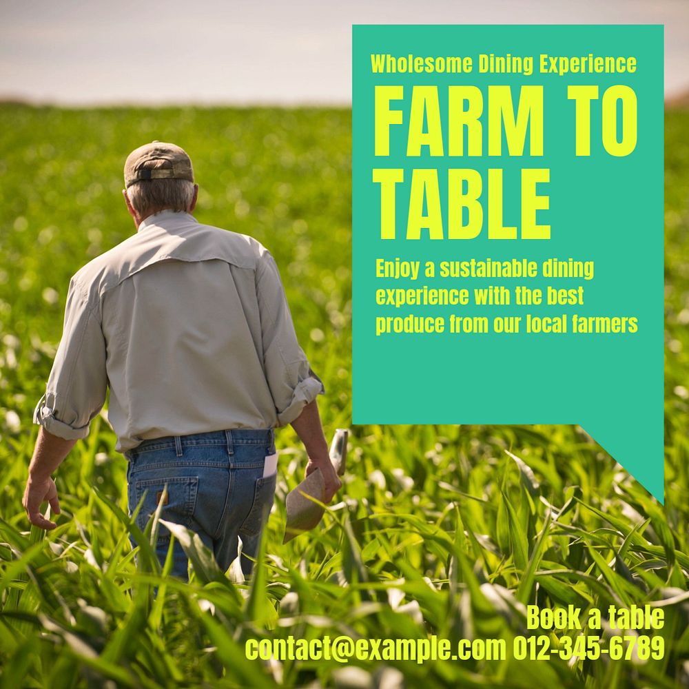 Farm to table Facebook post template, editable social media ad