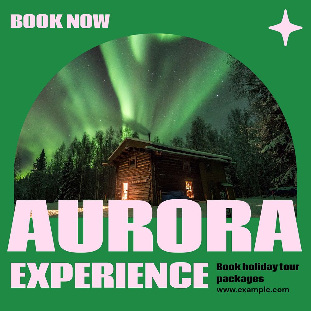 Aurora tour package Facebook post template, editable social media ad