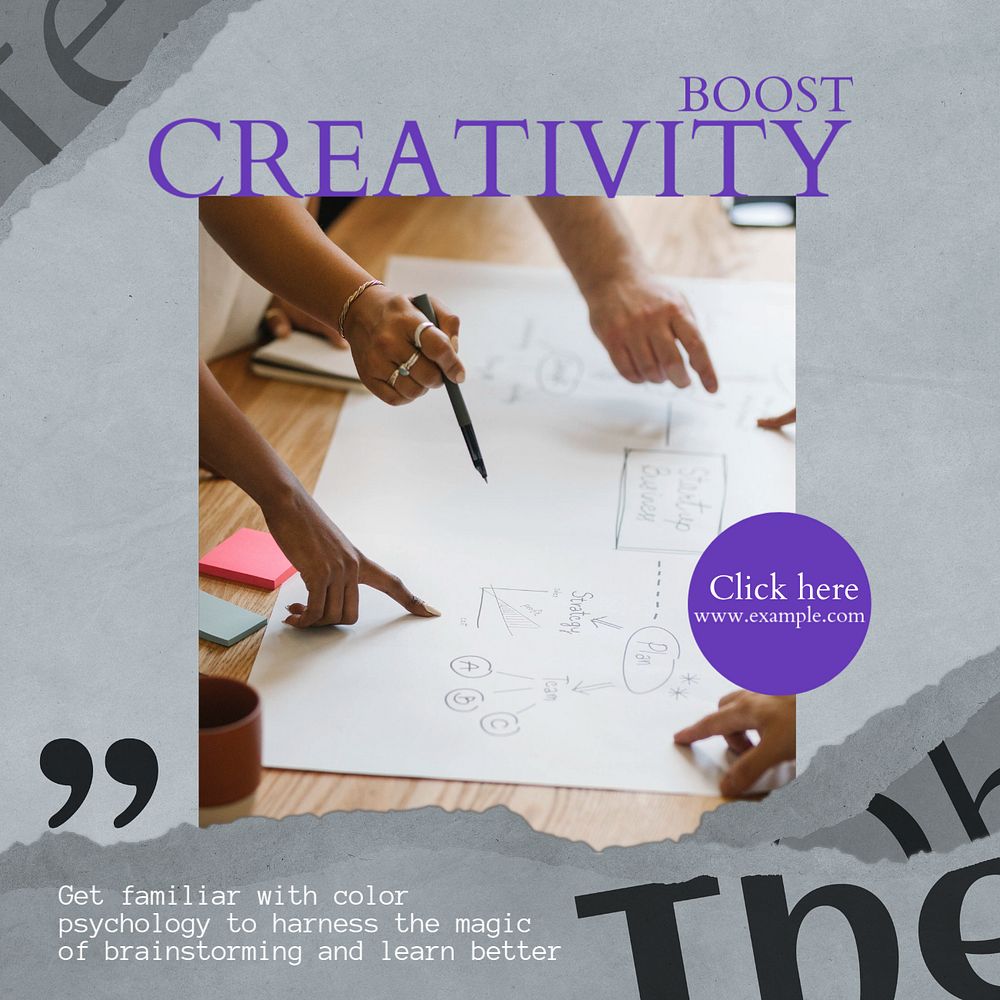 Boost creativity Facebook post template, editable social media ad