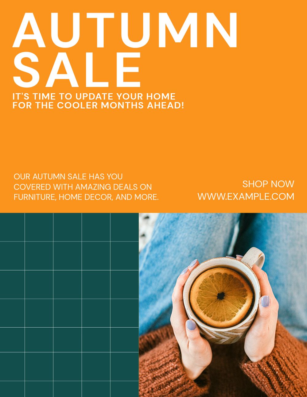 Autumn sale season flyer template, editable ad