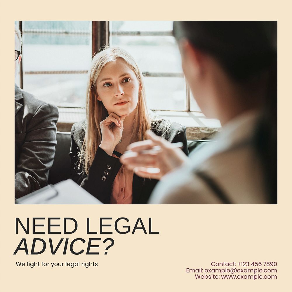 Legal advice Facebook post template, editable social media ad