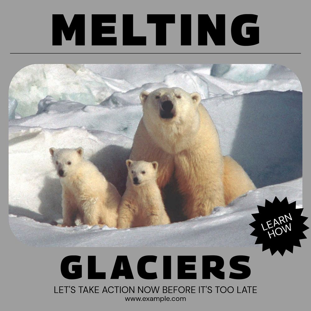 Glacier melt Facebook post template, editable social media ad