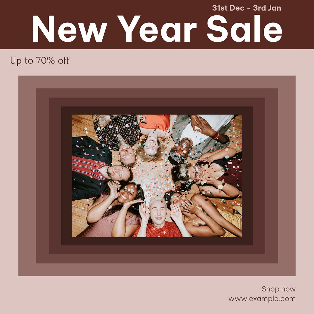 New Year sale Facebook post template, editable social media ad