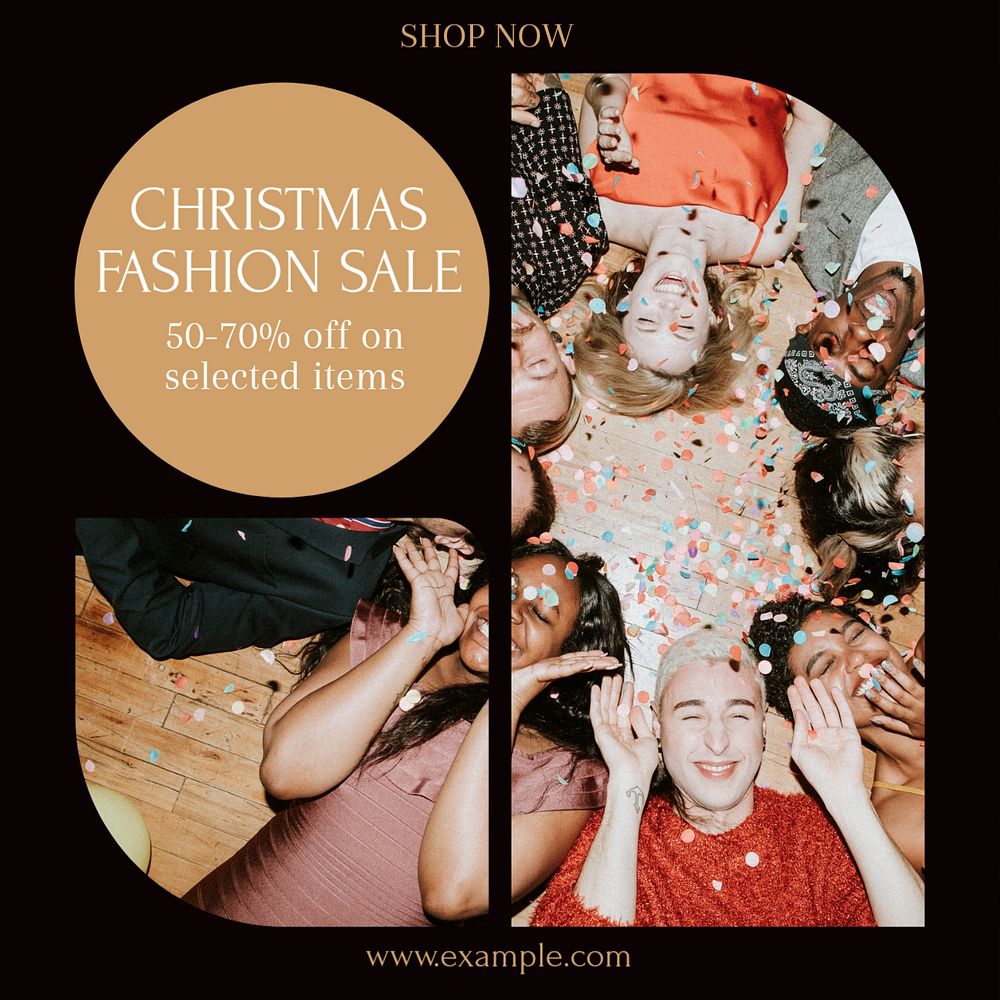 Christmas fashion sale Facebook post template, editable social media ad