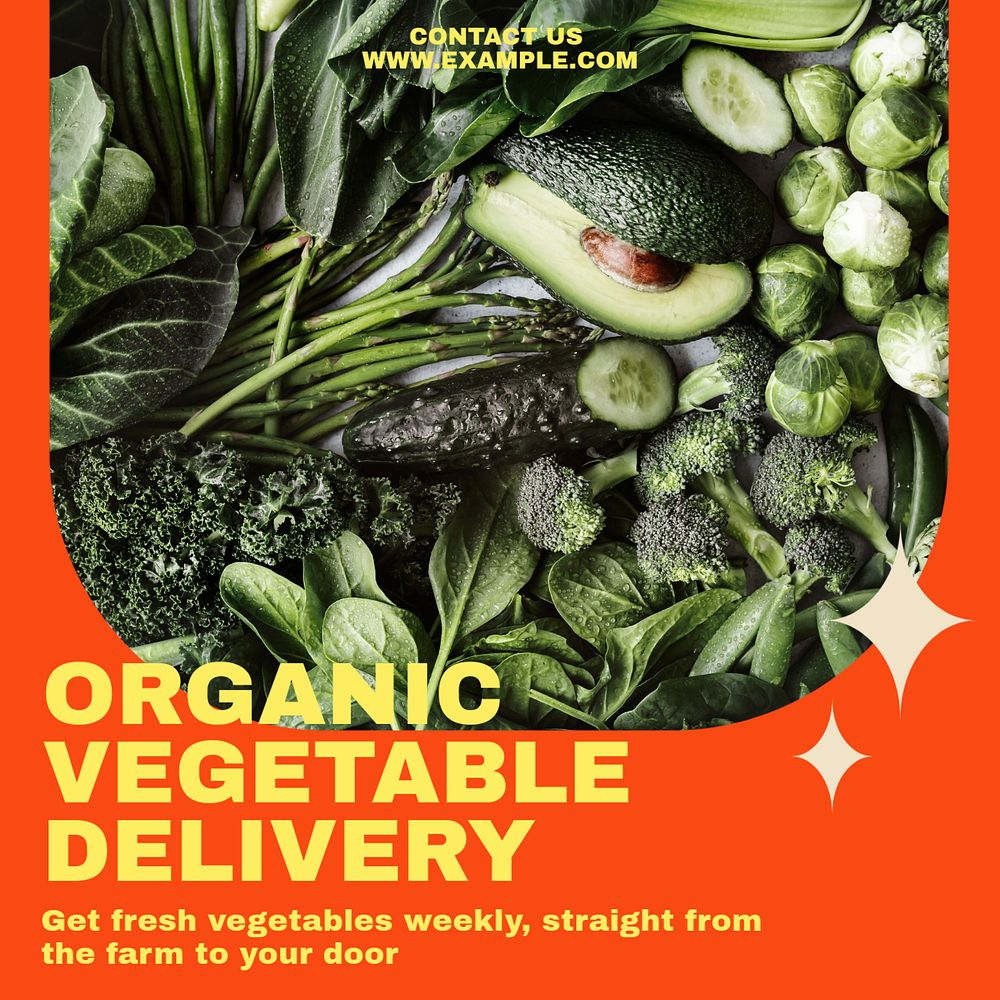 Organic vegetable delivery Facebook post template, editable social media ad