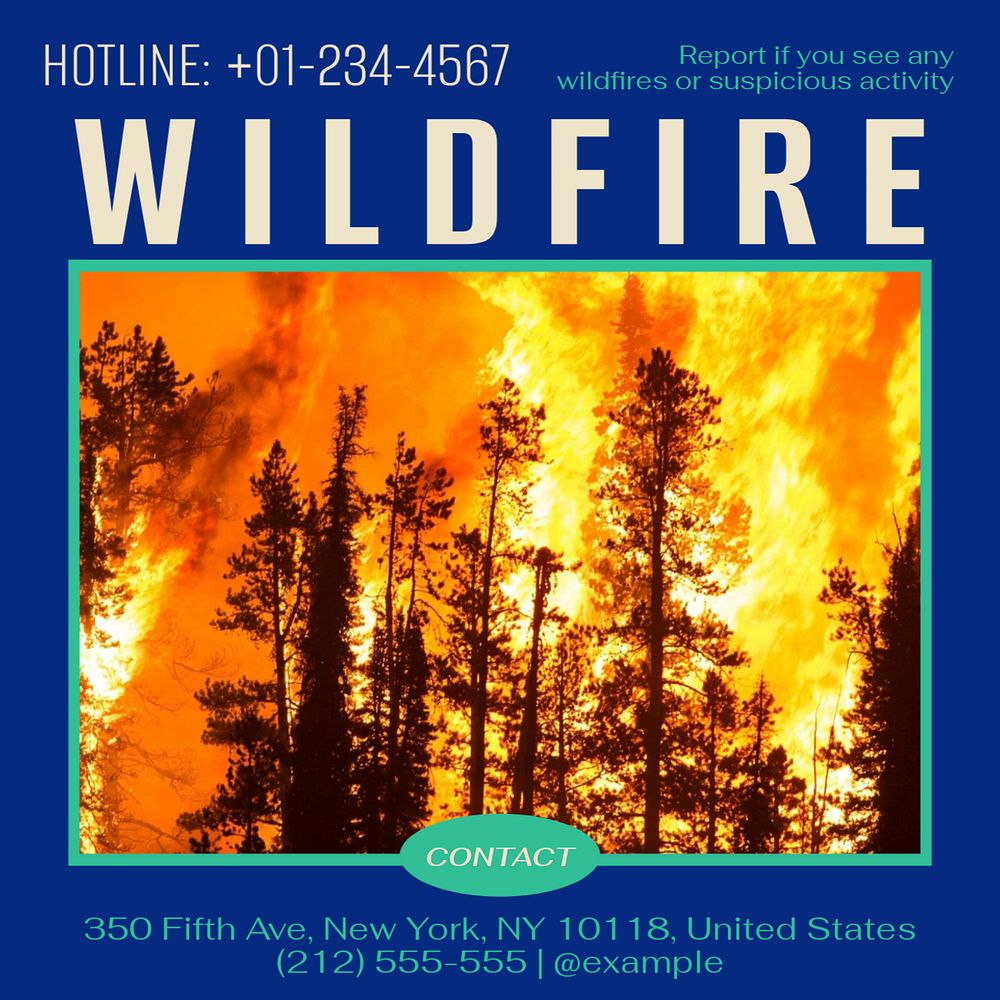 Forest fire global warming Facebook post template, editable social media ad