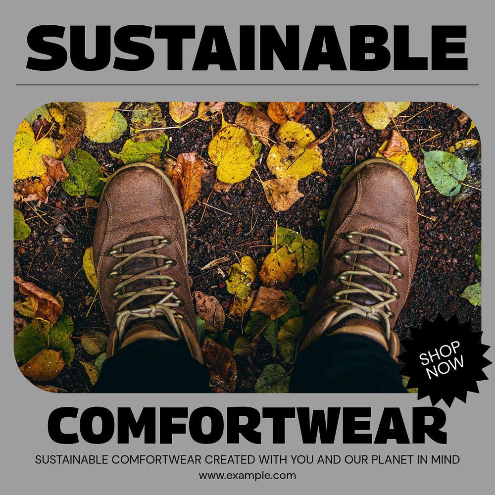 Sustainable comfort wear Facebook post template, editable social media ad