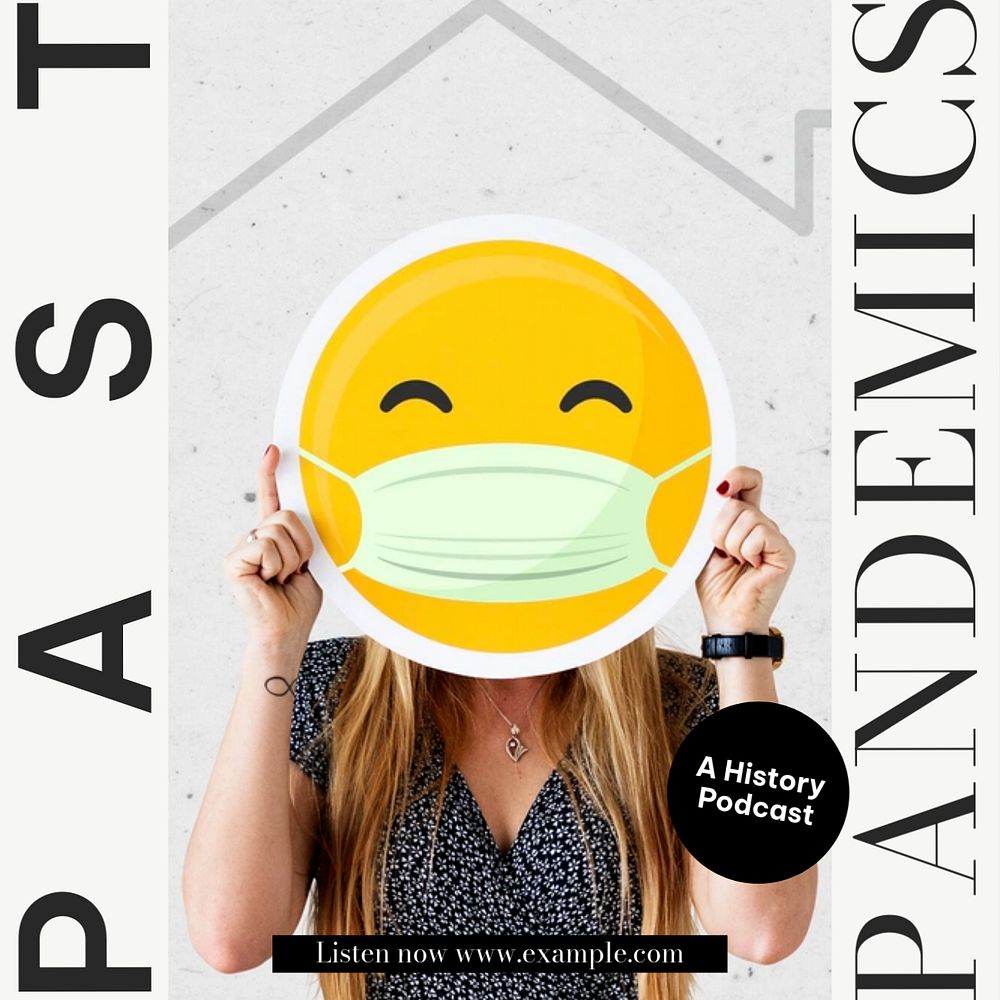 Pandemic podcast Facebook post template, editable social media ad