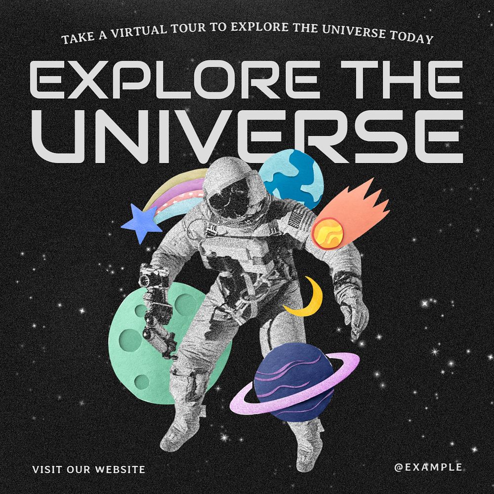 Explore the universe Instagram post template, editable text