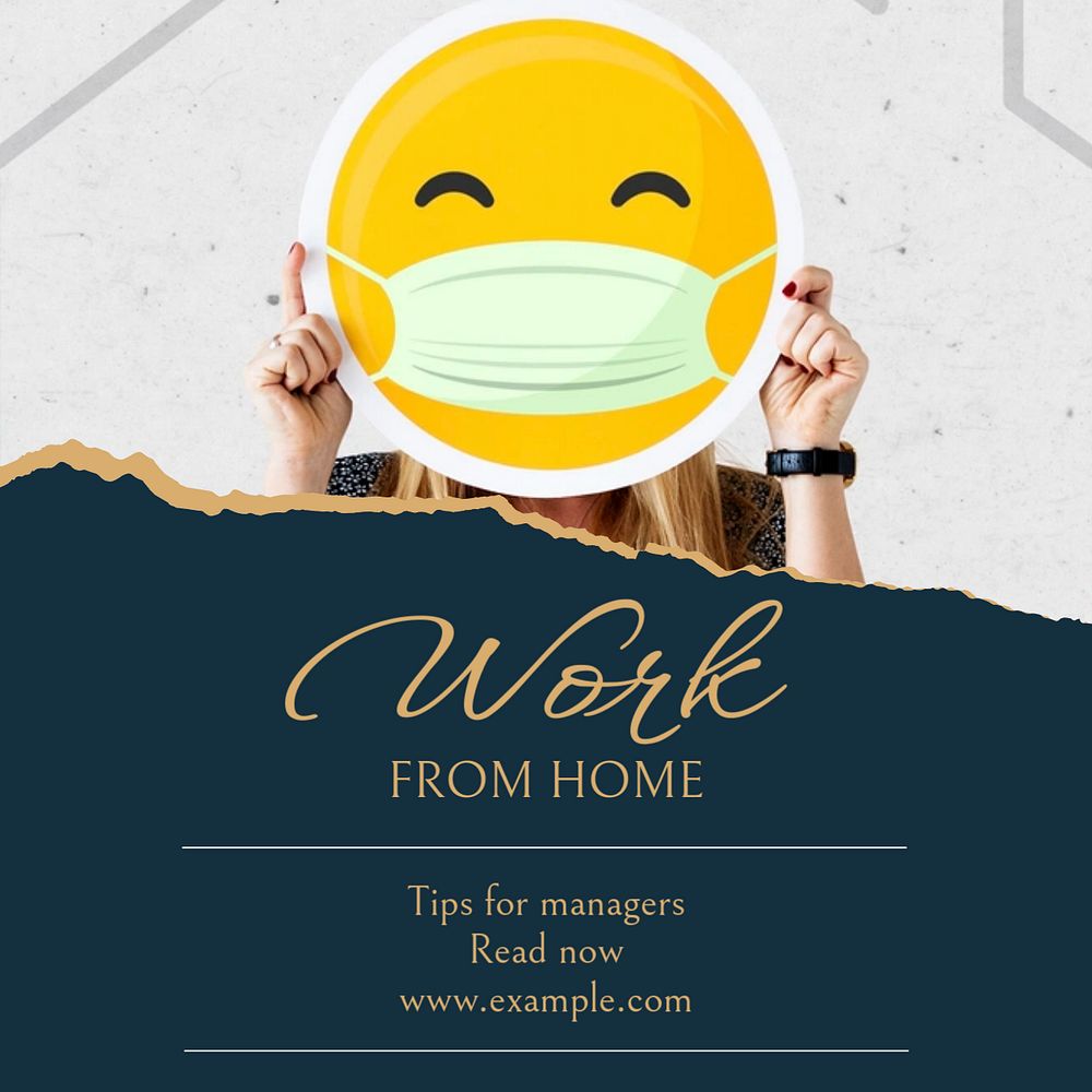 Work from home Facebook post template, editable social media ad