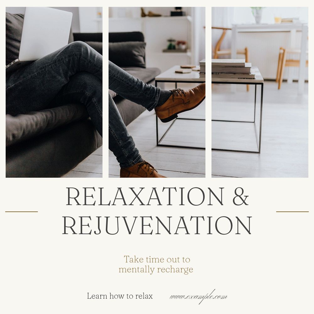 Relaxation rejuvenation Facebook post template, editable social media ad