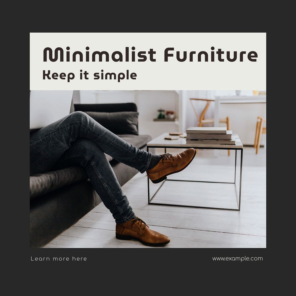 Minimalist furniture Facebook post template, editable social media ad