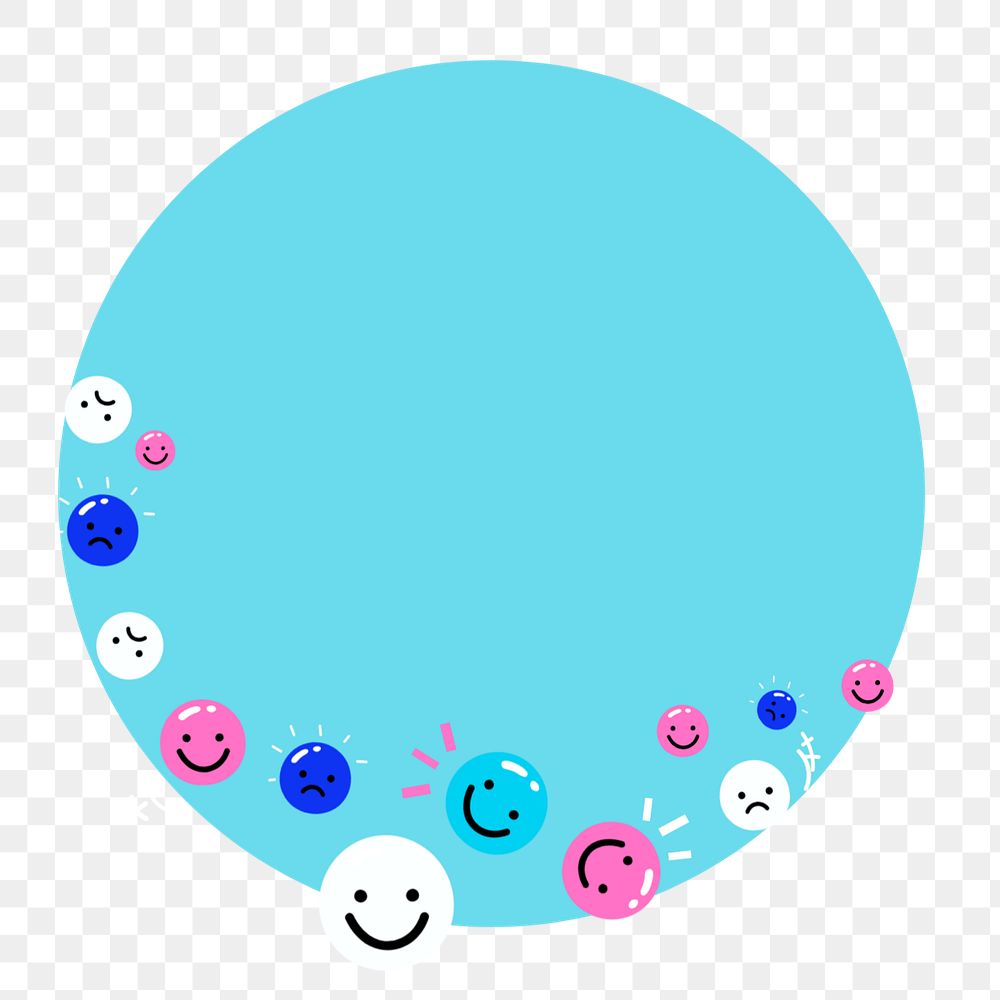 Smile emoticon frame png element, editable funky design