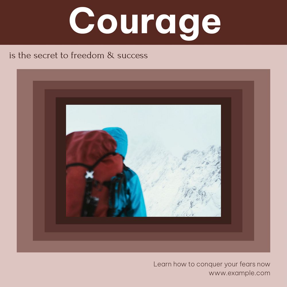 Courage & success quote Facebook post template, editable social media ad