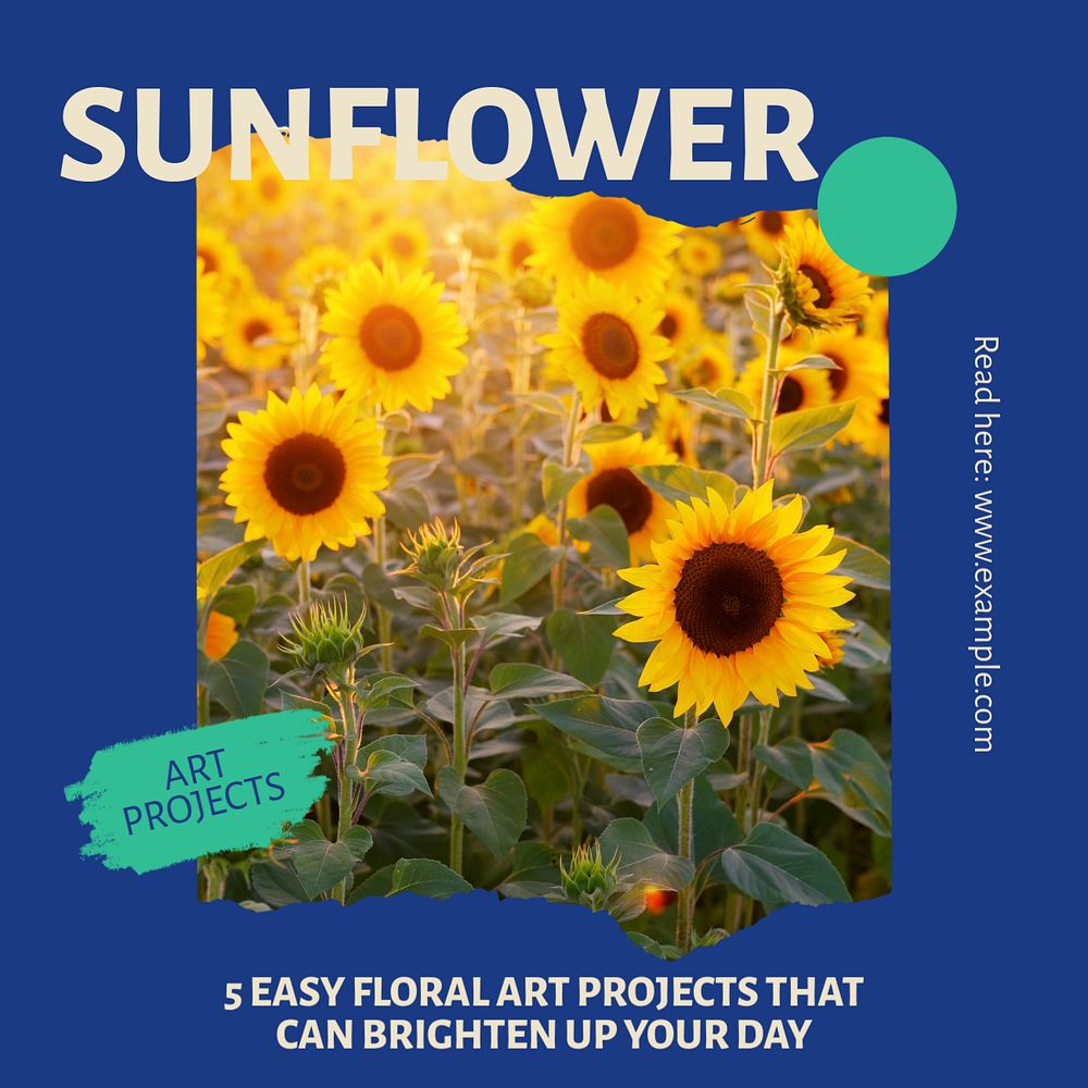 Sunflower art Facebook post template, editable social media ad