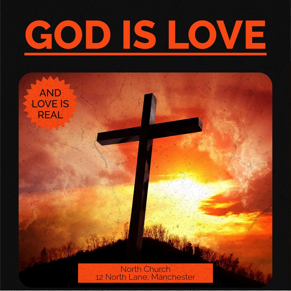 God is love Facebook post template, editable social media ad