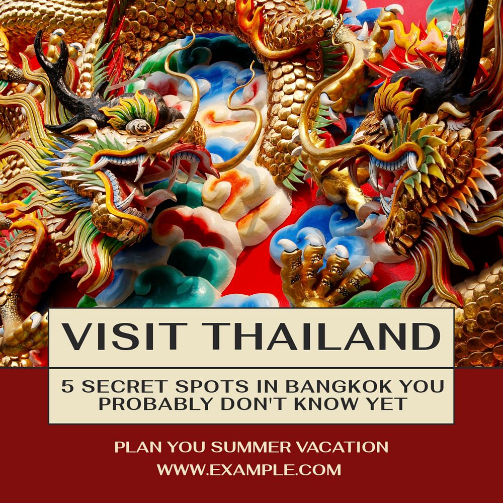 Visit Thailand Facebook post template, editable social media ad