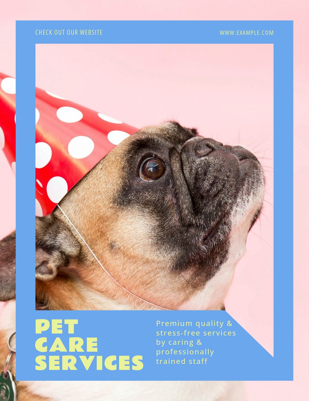 Pet care flyer template, editable ad