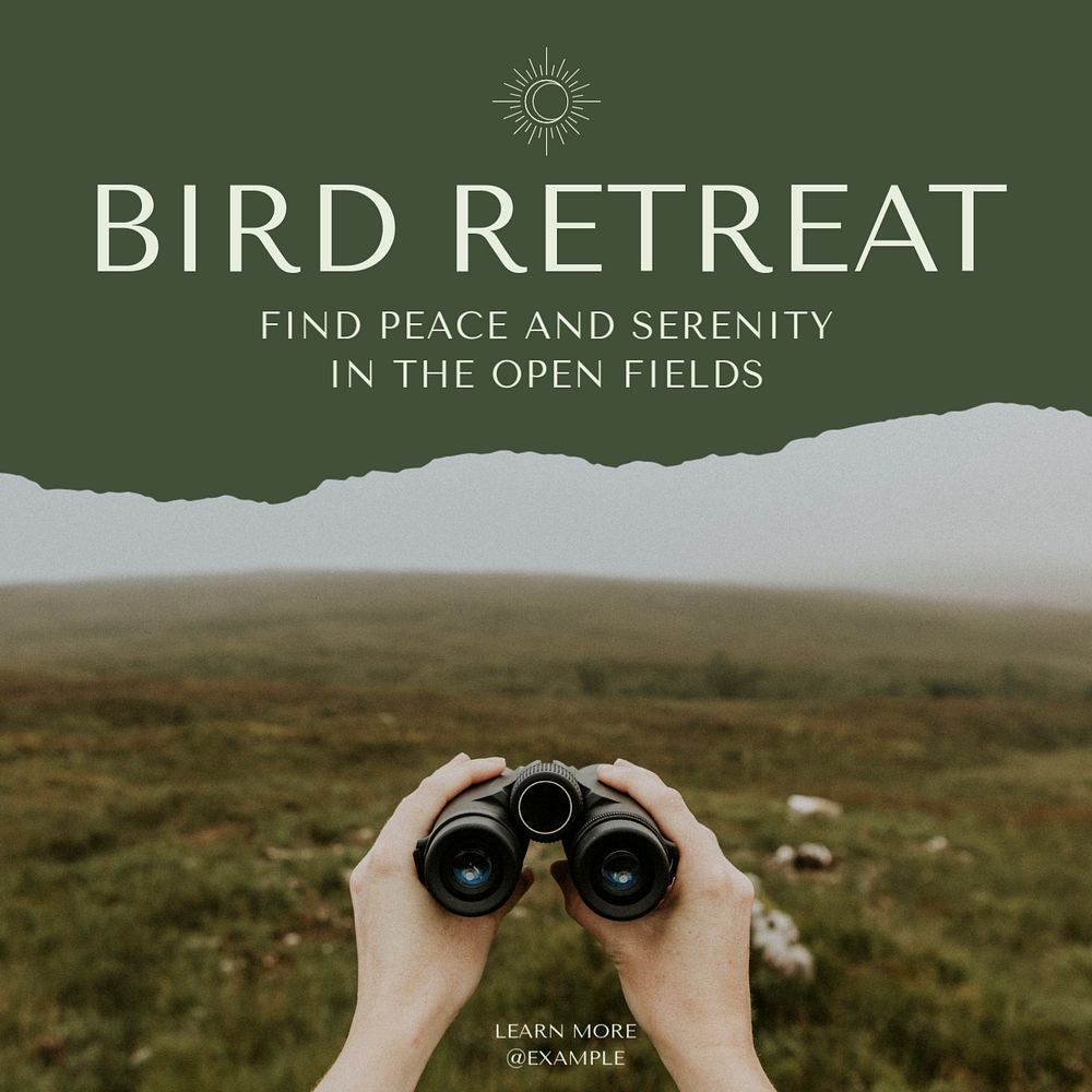 Bird retreat Facebook post template, editable social media ad