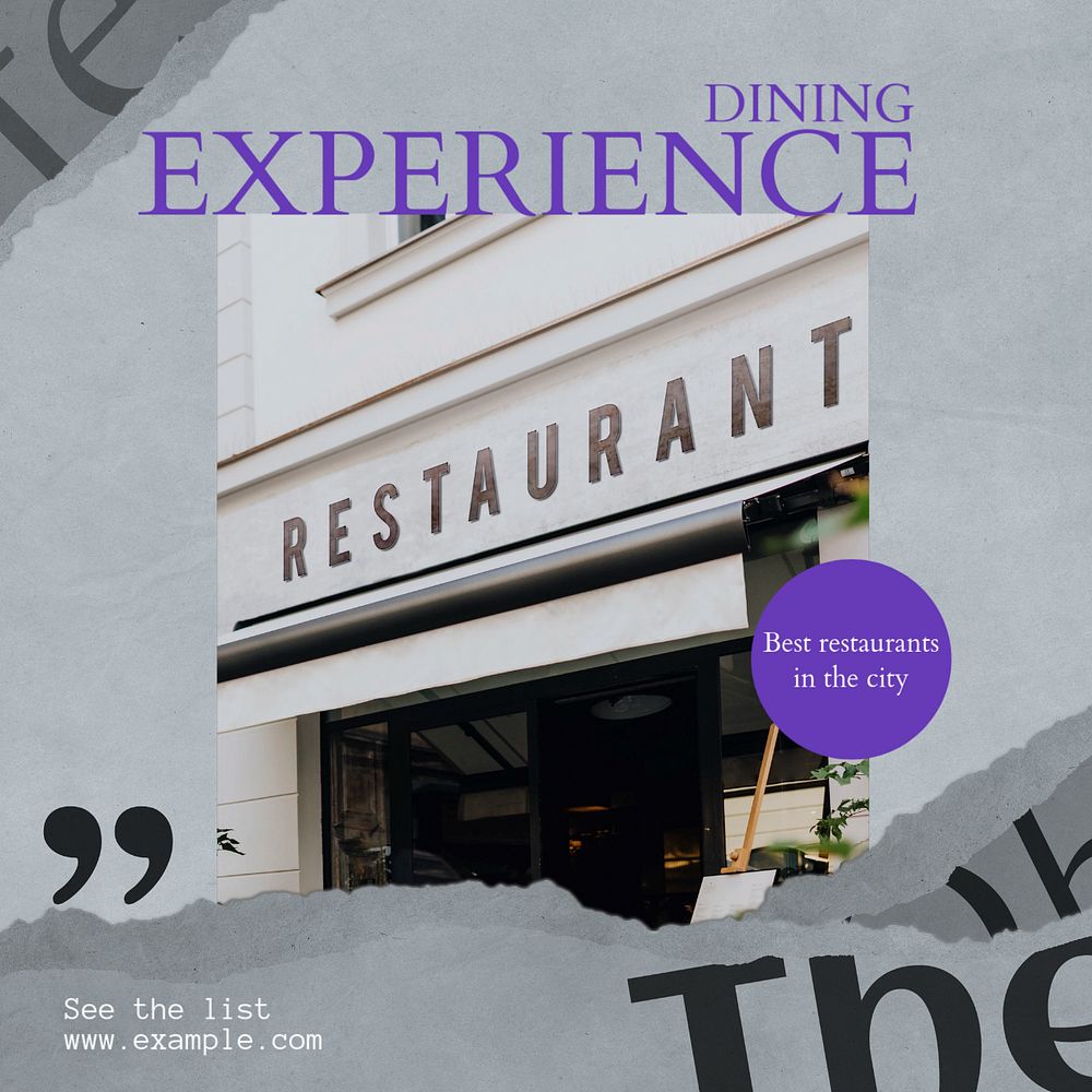 Dining experience Facebook post template, editable social media ad