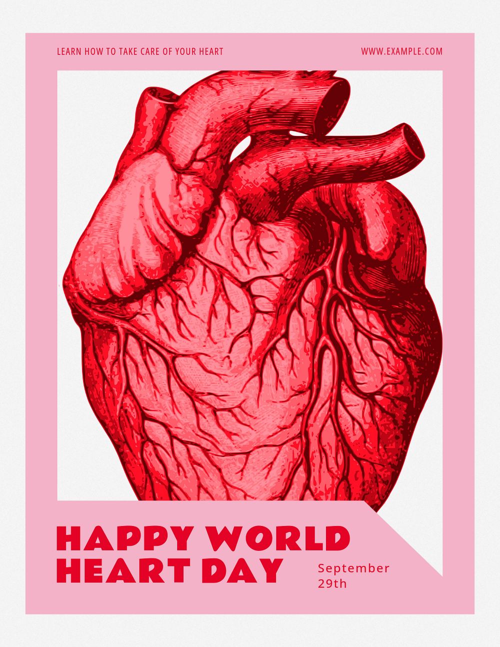 World heart day flyer template, editable ad