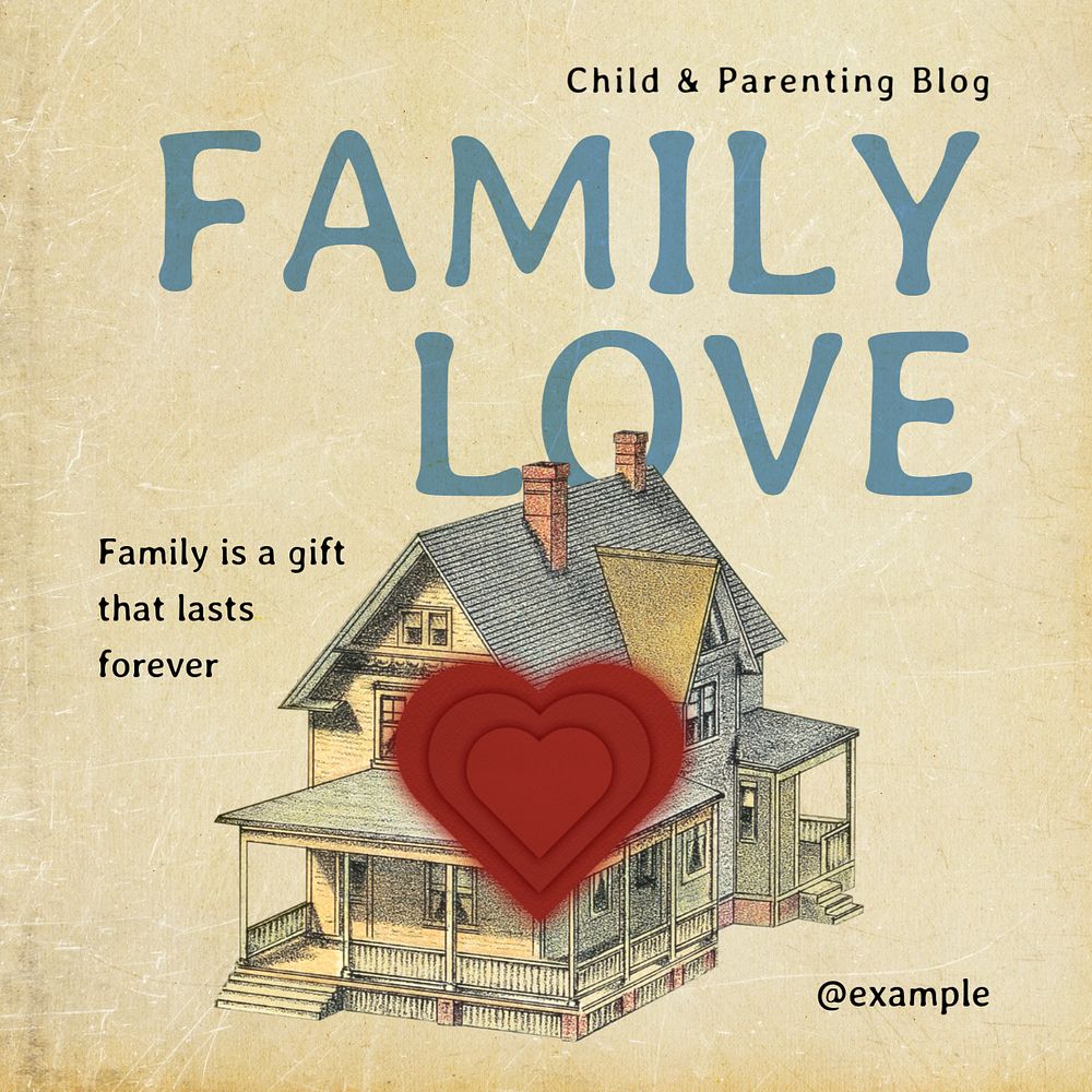 Family love Instagram post template, editable design