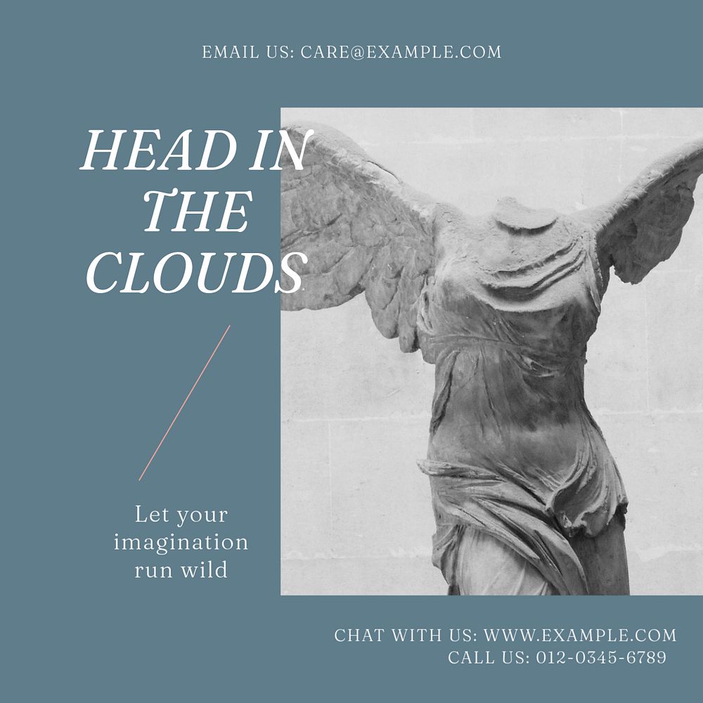 Head in clouds Facebook post template, editable social media ad