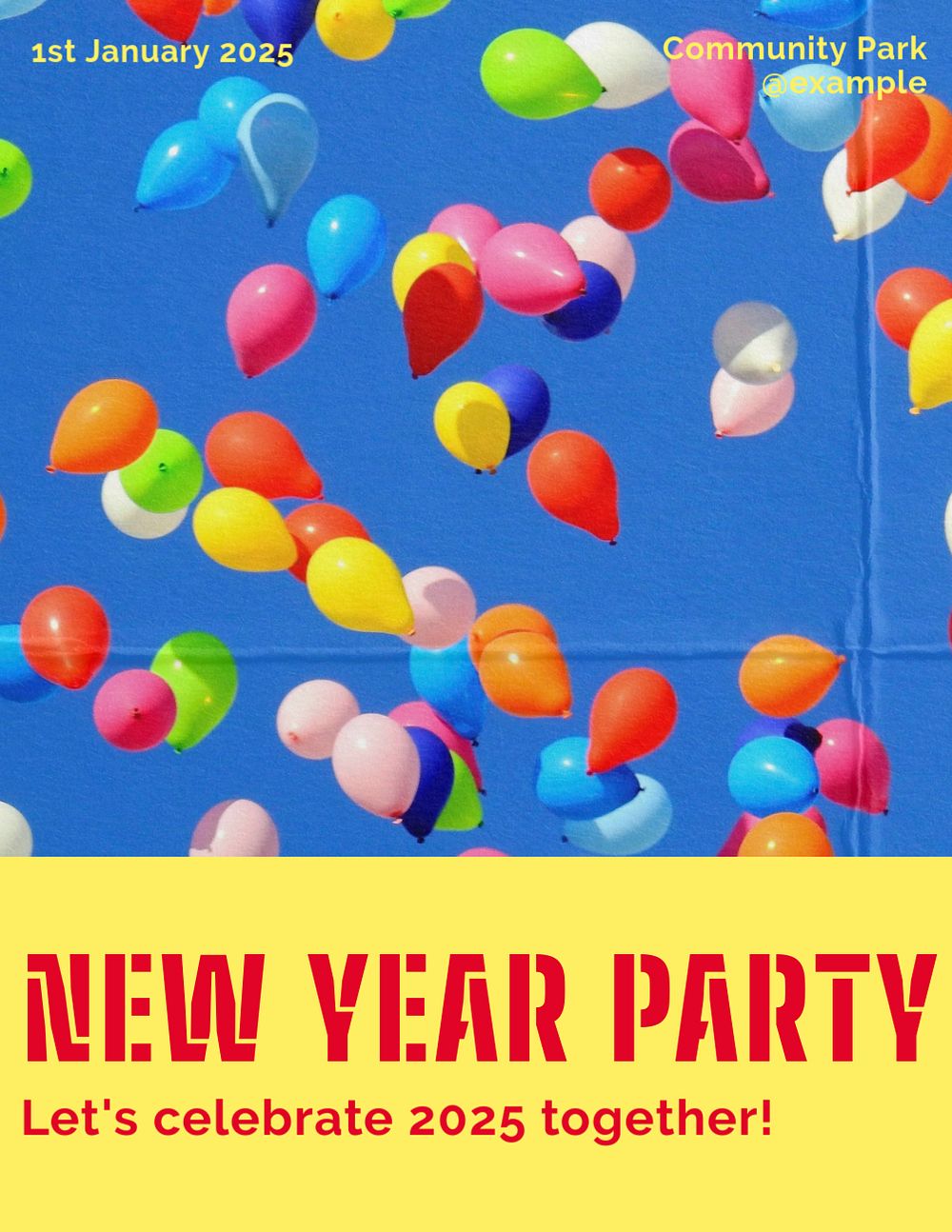 New year party flyer template, editable ad