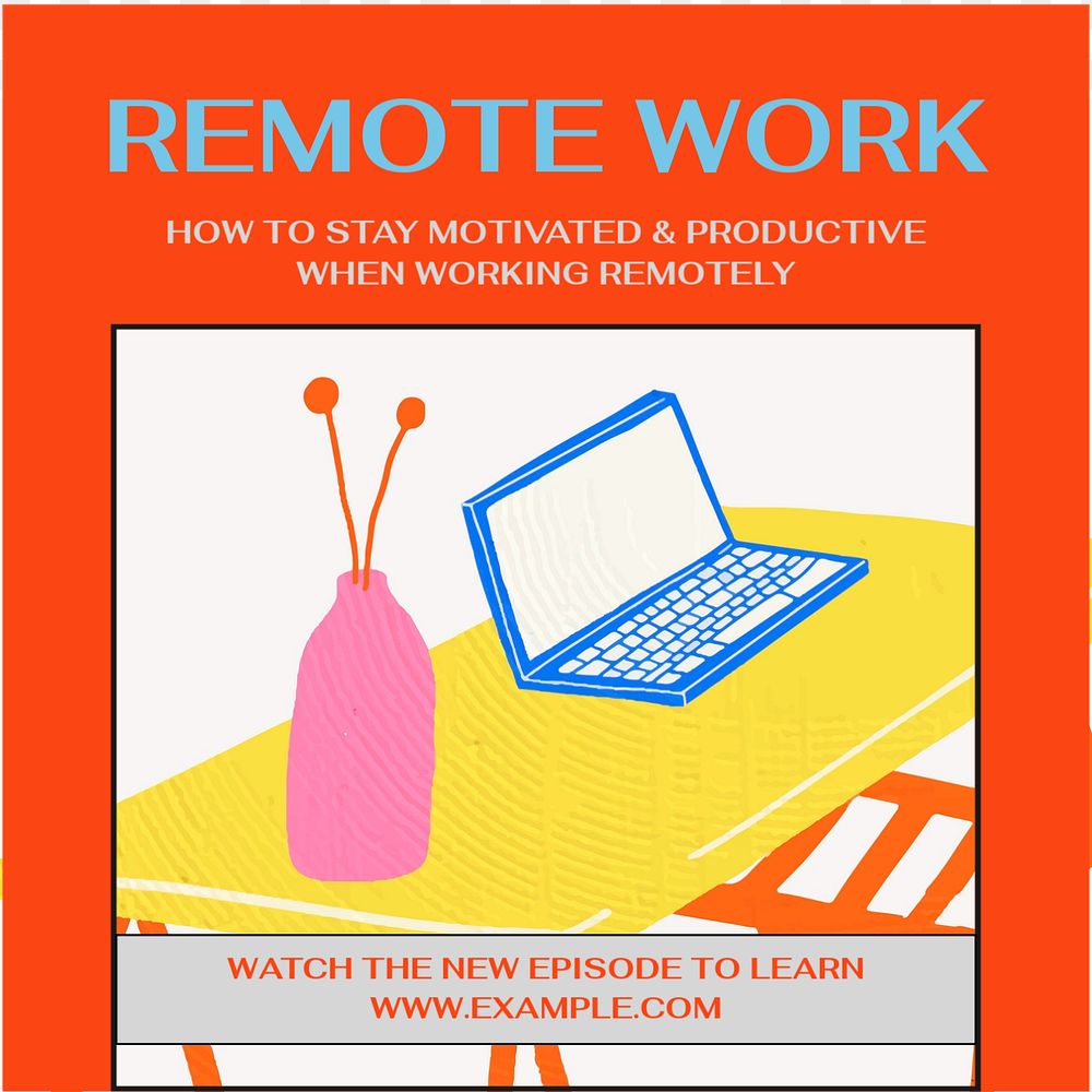 Remote work Facebook post template, editable social media ad