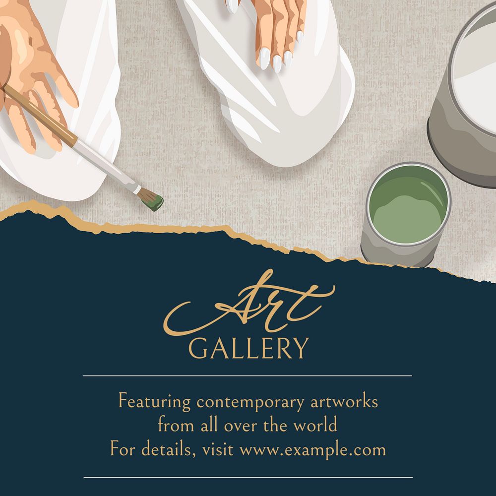 Art gallery Facebook post template, editable social media ad