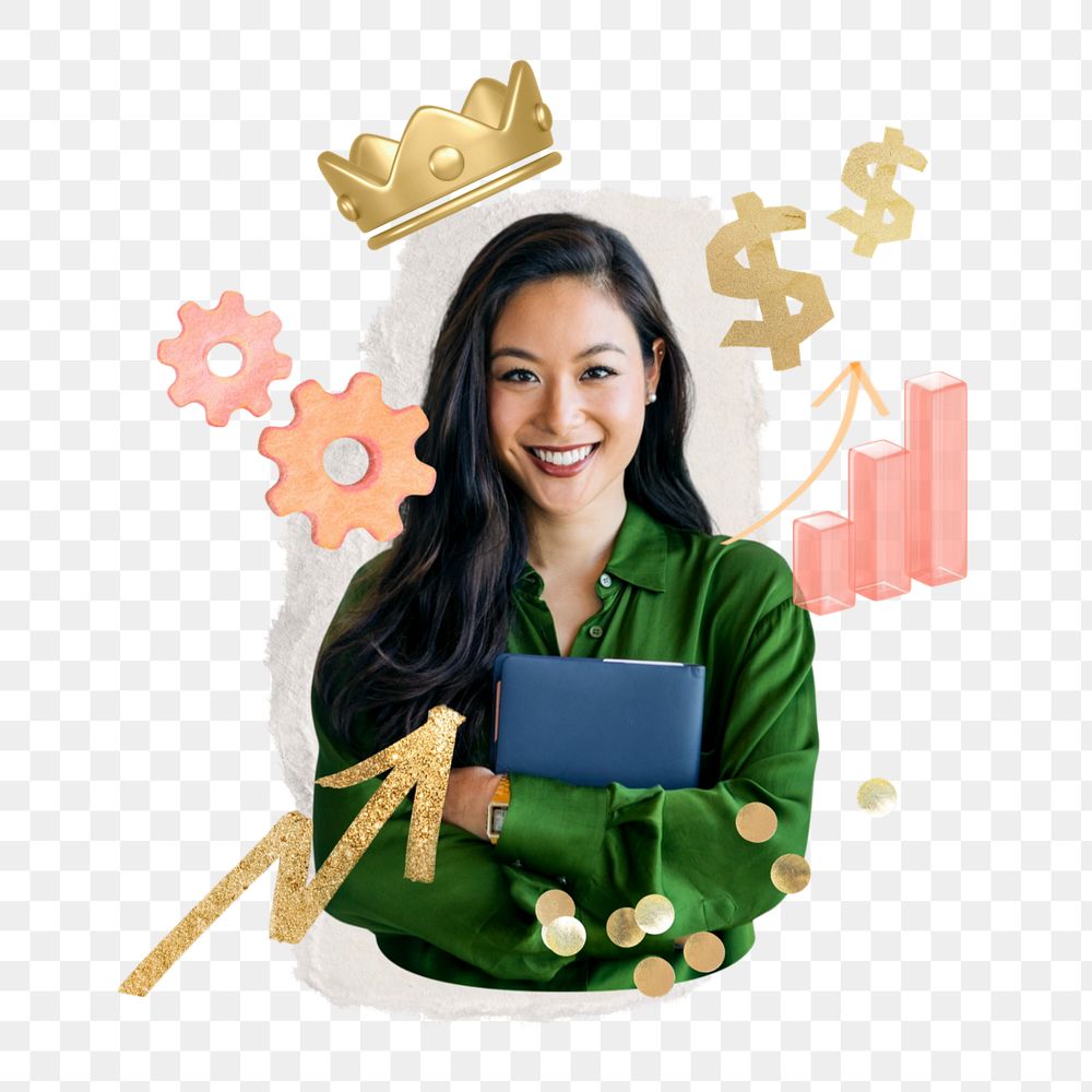 Business woman png element, editable collage remix design