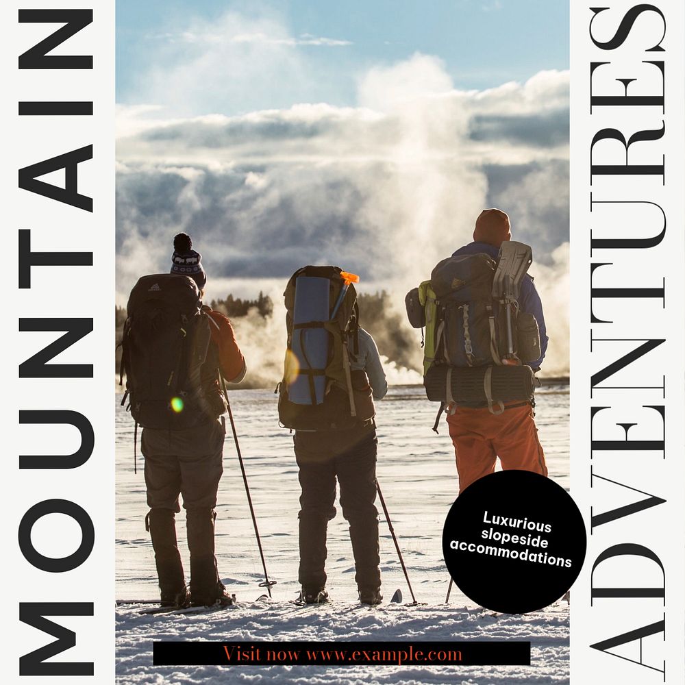 Mountain adventures Facebook post template, editable social media ad