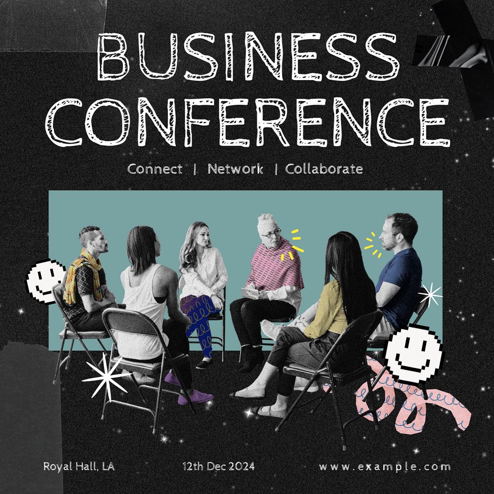 Business conference Instagram post template, editable text