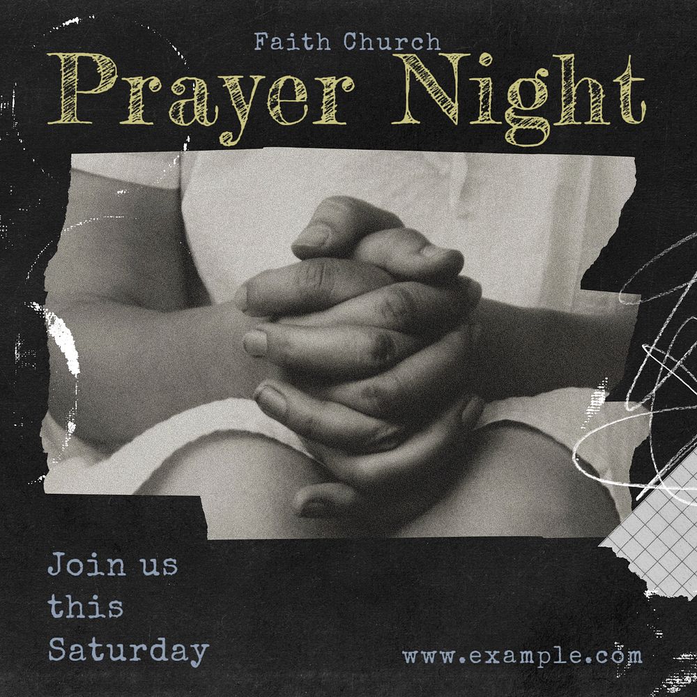 Prayer night Instagram post template, editable design