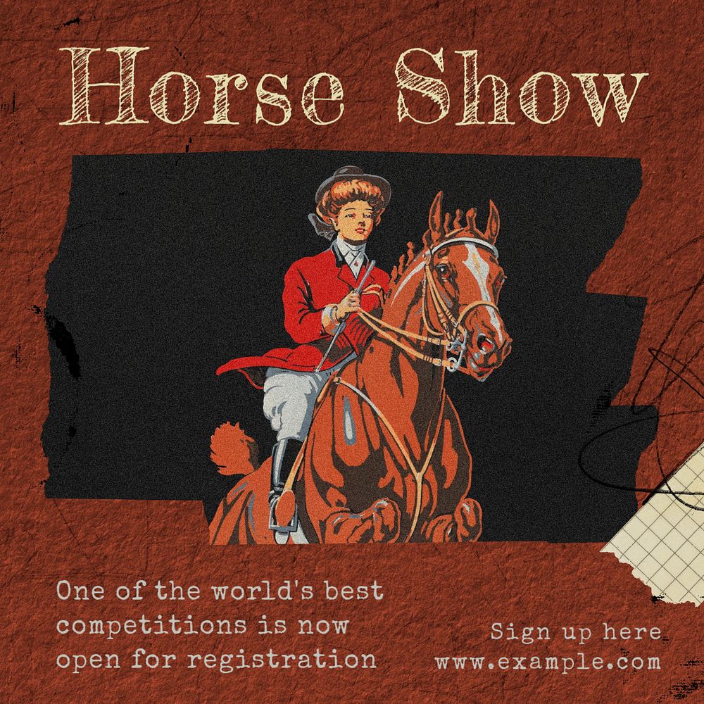 Horse competition Instagram post template, editable design