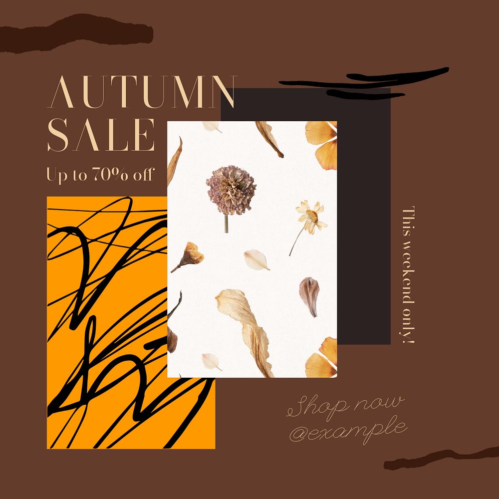 Autumn sale Facebook post template, editable social media ad