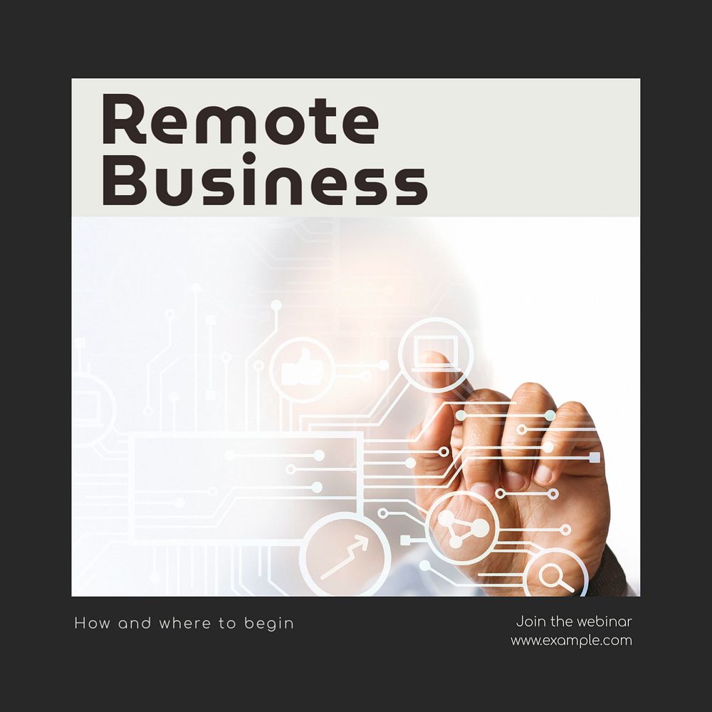 Remote business Facebook post template, editable social media ad