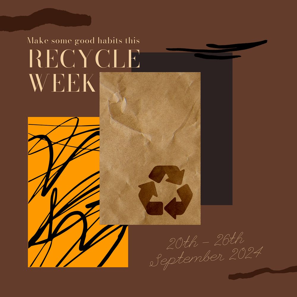 Recycle week Facebook post template, editable social media ad