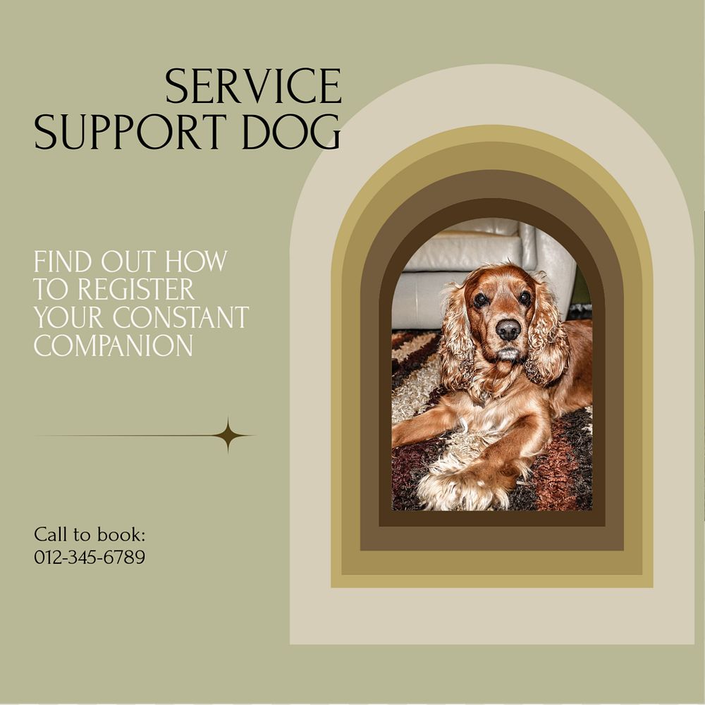 Service support dog Facebook post template, editable social media ad