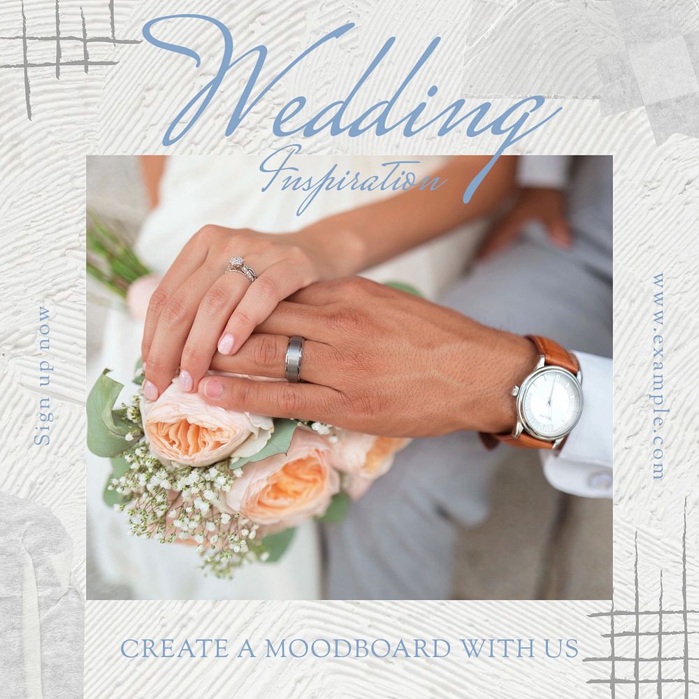 Wedding inspiration Instagram post template, editable text