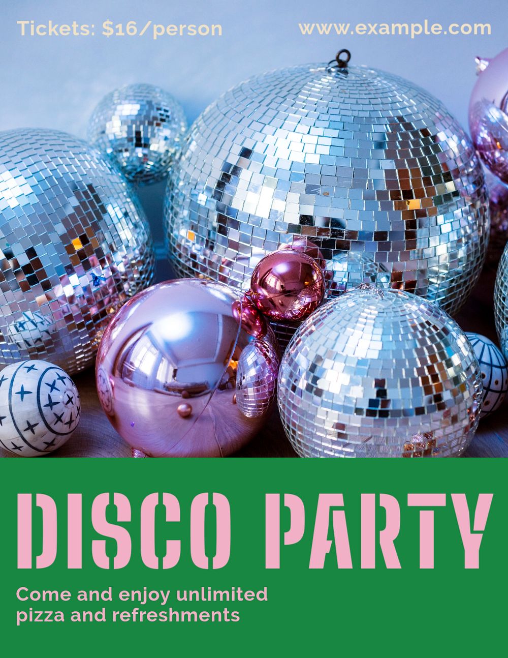 Disco party flyer template, editable ad