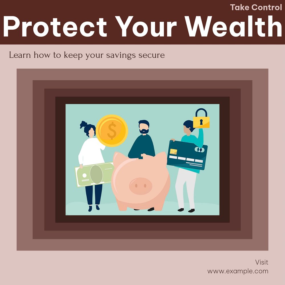 Protect wealth Facebook post template, editable social media ad