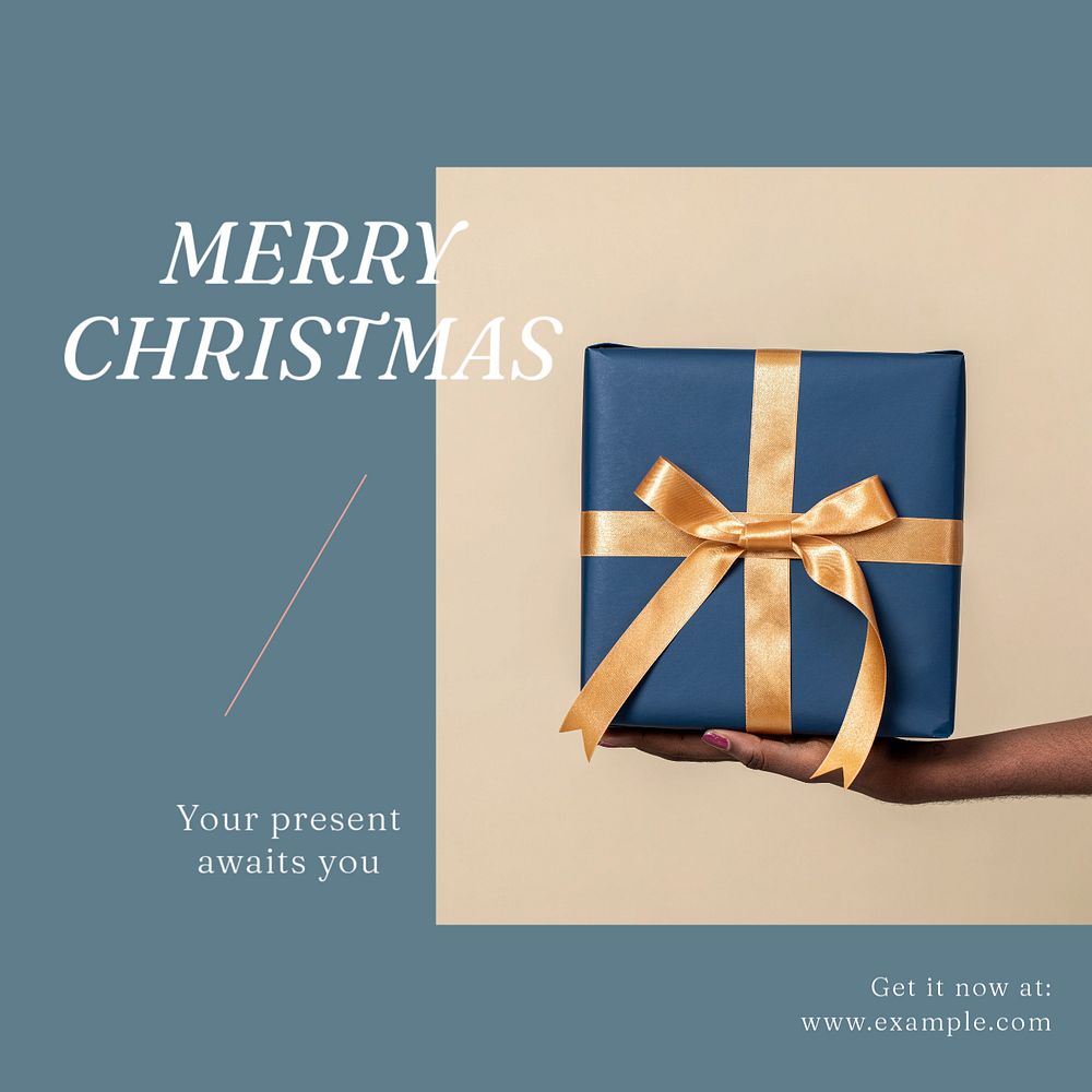 Merry christmas Facebook post template, editable social media ad