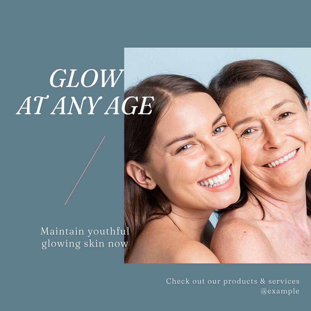 Aging skin treatment Facebook post template, editable social media ad