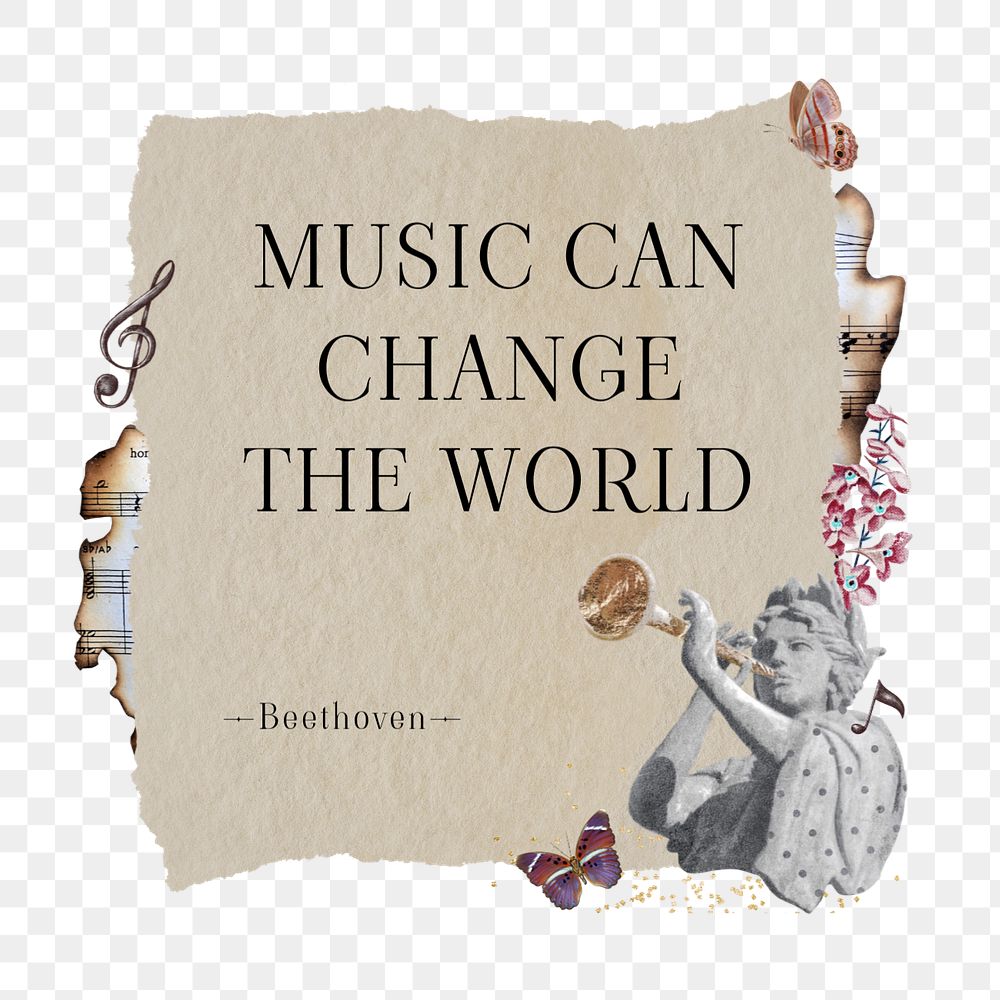 Beethoven's music quote element png, editable ephemera notepaper collage remix design