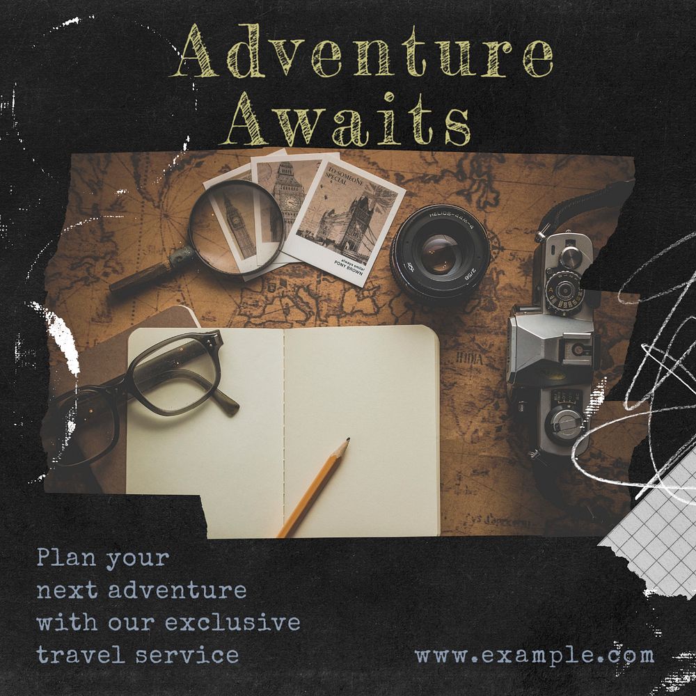Travel service Facebook post template, editable design